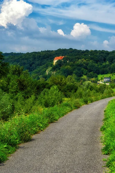 Drumul Rural Lungul Râului Vistula Lângă Orașul Cracovia Timpul Sezonului — Fotografie, imagine de stoc
