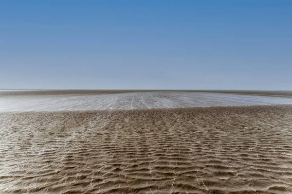 Maritiem Wad Landschap Met Reflectie Van Wolken Laagwater Waddenzee Friesland — Stockfoto