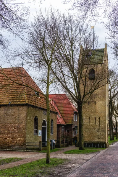 Antigua Torre Iglesia Ballum Que Pueblo Situado Isla Frisia Ameland — Foto de Stock