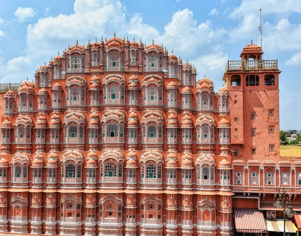 Hawa Mahal is a five tier harem wing of the palace complex of the Maharaja of Jaipur, built of pink sandstone in the form of the crown of Krishna, Jaipur, India