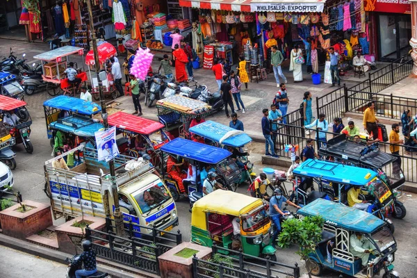 Jaipur India Septiembre 2022 Gente Los Rickshaws Mueven Lentamente Las — Foto de Stock