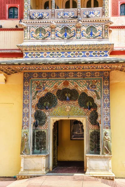Puerta Del Pavo Real Palacio Ciudad Jaipur Rajastán India — Foto de Stock