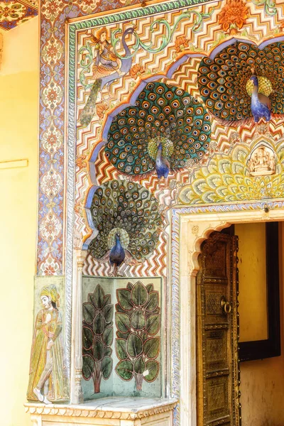 Puerta Del Pavo Real Palacio Ciudad Jaipur Rajastán India — Foto de Stock