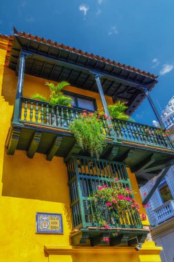 Güzel sömürge Cartagena, Kolombiya sokak görünümü