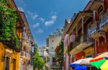 Güzel sömürge Cartagena, Kolombiya sokak görünümü