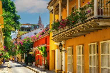 Old Town Cartagena, Kolombiya Sokak Manzarası.