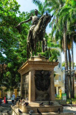 Devlet kurucusu Simon Bolivar Bolivar Park Plaza Cartagena de Indias Kolombiya heykeli, görüntüleme.