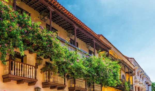 Vista Una Hermosa Calle Colonial Cartagena Colombia —  Fotos de Stock