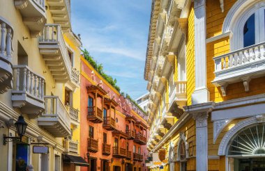 Kolombiya, Cartagena 'nın tarihi merkezinde sokak sahnesi