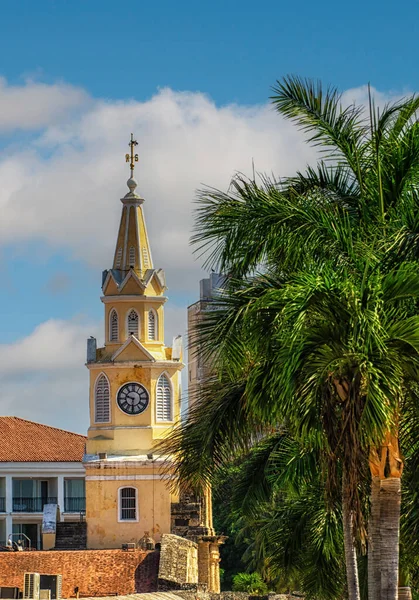 Tarihi Saat Kulesi Kapıymış Cartagena Kolombiya Eski Şehir Içine Ana — Stok fotoğraf