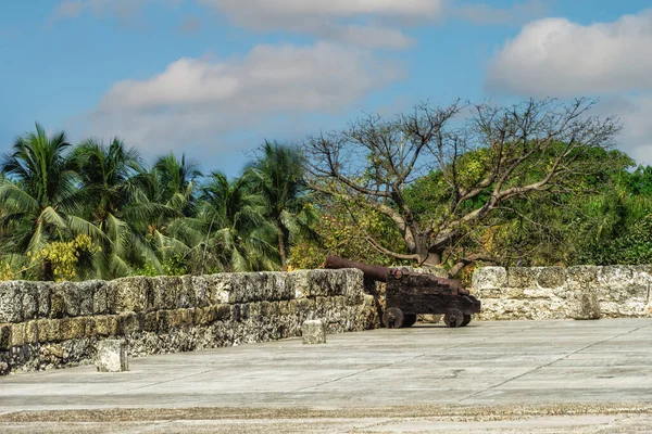 stock image Military artillery cannon in the fortresses of cartagena colombia