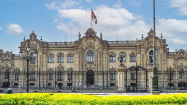 Lima 'daki başkanın evinin önünde. Peru. Pizarro 'nun evi olarak da bilinir. O 