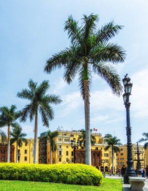 Lima Tarihi Merkezi Plaza Belediye Başkanı Meydanı 'ndaki Çarpıcı Koloni Binaları