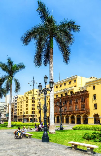 stock image Colonial Architecture around Plaza Mayor in downtown Lima, Peru