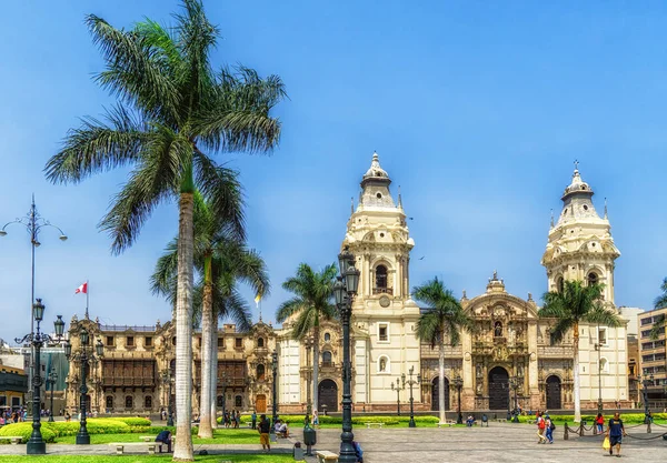 Peru Nun Tarihi Spanyol Sömürge Şehri Lima Daki Plaza Mayor — Stok fotoğraf
