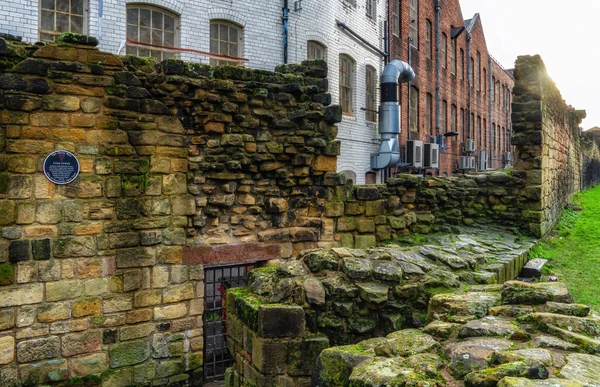 Newcastle Tyne Inglaterra Reino Unido Restos Del Muro Ciudad Del — Foto de Stock