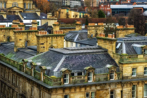 stock image Narrow building on Newcastle Quayside. It is on a corner junction in Newcastle-upon-Tyne, UK.