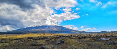 Cotopaxi is an active stratovolcano in the Andes Mountains, located in Latacunga city of Cotopaxi Province, about 50 km south of Quito. clipart