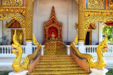 Tayland desenleri ve Tayland iç mekanları Wat Phra Singh, Chiang Mai, Tayland.