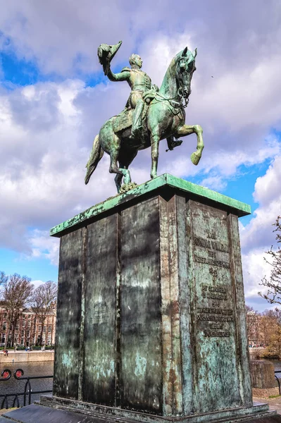 Estatua Ecuestre Del Príncipe Guillermo Orange 1845 Sobre Pedestal Alto — Foto de Stock