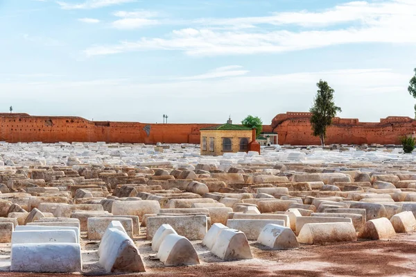 Uma Vista Antigo Cemitério Judaico Bairro Mellah Marrakech Marrocos — Fotografia de Stock