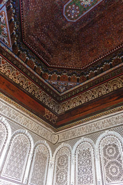 Decorated Ceiling Bahia Palace Late 19Th Century Palace Marrakesh Today — Stock Photo, Image