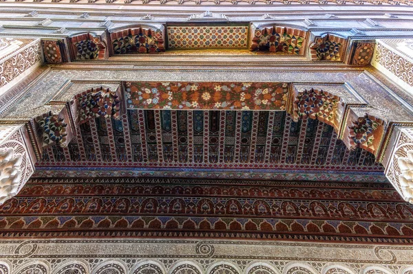 Detalhes Interior Palácio Baiano Marraquexe Marrocos — Fotografia de Stock