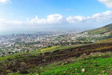 Güney Afrika 'daki Masa Dağı' ndan Cape Town panoramik görüntüler