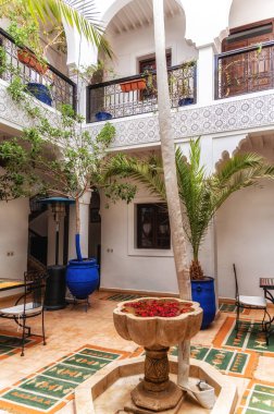 Marakeş, Fas 'ta güzel otantik Arap Riad' ı