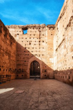 El Badi Palace Marakeş, Fas harap saray gibi. Arap Saadian sultan Ahmed El-Mansur tarafından yaptırılan.