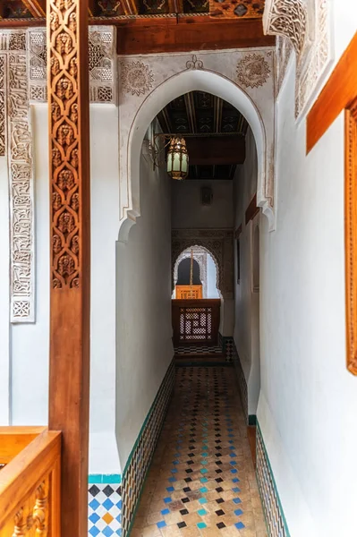 Interior 14Th Century Ben Youssef Madrasa College Marrakech Marrakesh — Stock Photo, Image