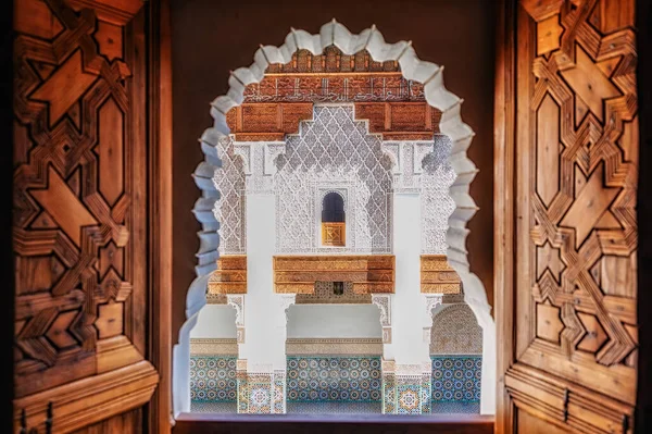 Εσωτερικό Του Ben Youssef Madrasa Ιδρύθηκε Από Τον Μερενίδη Σουλτάνο — Φωτογραφία Αρχείου