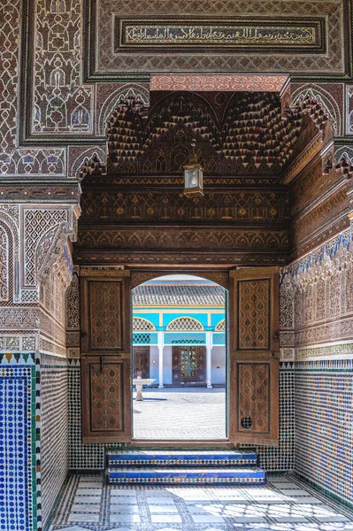 Beaux Détails Architecturaux Décoratifs Dans Palais Bahia Marrakech — Photo