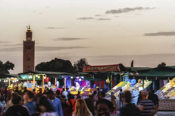Marrakech Marruecos Octubre 2022 Jamaa Fna Market Square Una Famosa Imágenes de stock libres de derechos