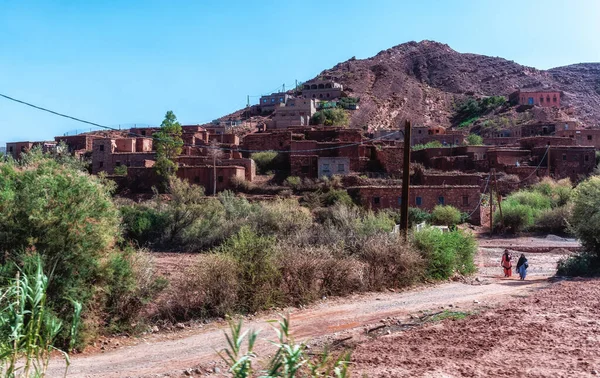 Uitzicht Een Berber Village Het Atlas Gebergte Marrakech Marokko Noord — Stockfoto