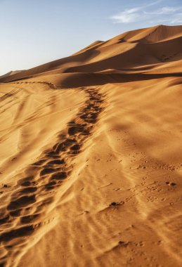 Sahara çölünde, Merzouga 'da, Fas' ta, Kuzey Afrika 'da...