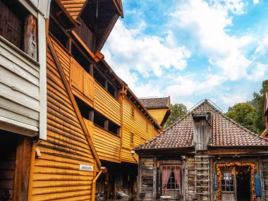 Bryggen, Bergen, Hordaland, Norveç 'teki antik mimari