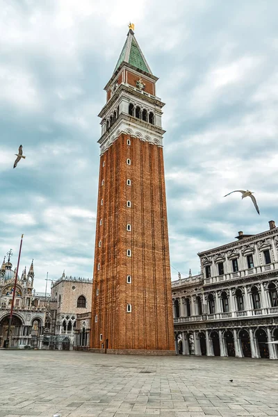 Piazza San Marco with the Basilica of Saint Mark and the bell tower of St Mark\'s Campanile (Campanile di San Marco) in Venice, Italy