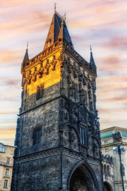 Gothic Powder Tower Prasna Brana in Old Town Prague, Czech Republic, the Powder Gate on the Royal Coronation Route clipart