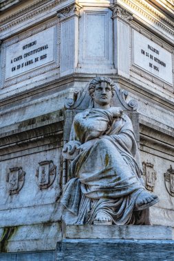 Portekiz Kralı IV. Dom Pedro anıtının ayrıntıları, Baixa ilçesindeki Dom Pedro Meydanı (Rossio Meydanı), Lizbon, Portekiz, Avrupa