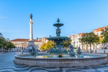 Rossio Meydanı Lizbon Portekiz Tatil Yeri Avrupa Tarihi Tarihi Tarihi Tarihi Mimari