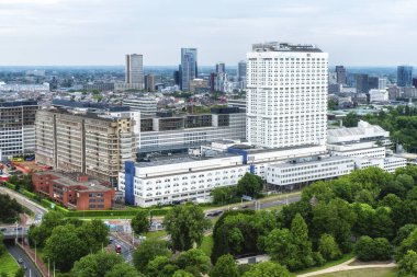 Rotterdam, Hollanda, Avrupa 'daki Erasmus MC Tıp Merkezi' nin hava görüntüsü