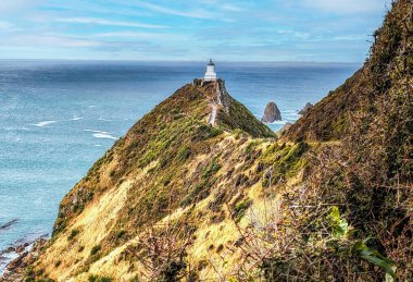 nugget noktada deniz feneri. catlins alan üzerinde Güney Sahili Yeni Zelanda, otago bölgesinde yer almaktadır. Deniz feneri nuggets, küçük bir kaya Adaları ile çevrilidir