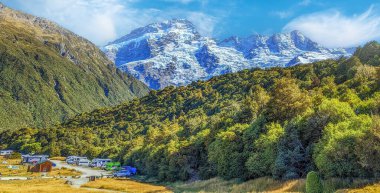 Beautiful nature landscape at Hooker valley track, Aoraki Mount Cook, New Zealand clipart