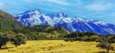 Beautiful nature landscape at Hooker valley track, Aoraki Mount Cook, New Zealand clipart