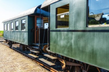 İstasyondaki eski tren vagonları, Hoorn, Hollanda