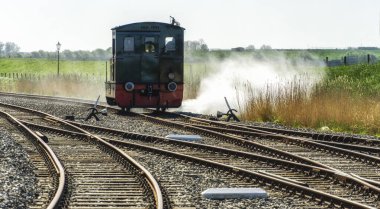 Hollanda 'daki Vintage Steam lokomotif görüntüsü