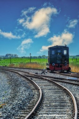 Vintage Steam locomotive back view in The Netherlands clipart