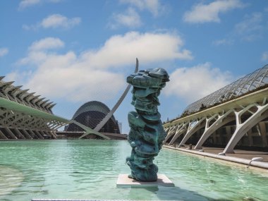 Valencia, Spain - 15 July 2018:The Museum of Sciences with boating pond in the city of Valencia, Valencia Province, Spain. clipart