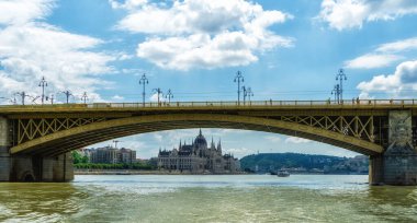 Margaret Bridge, a pedestrian and car bridge in Budapest, the capital of Hungary. The bridge connects the two districts Buda and Pest. clipart